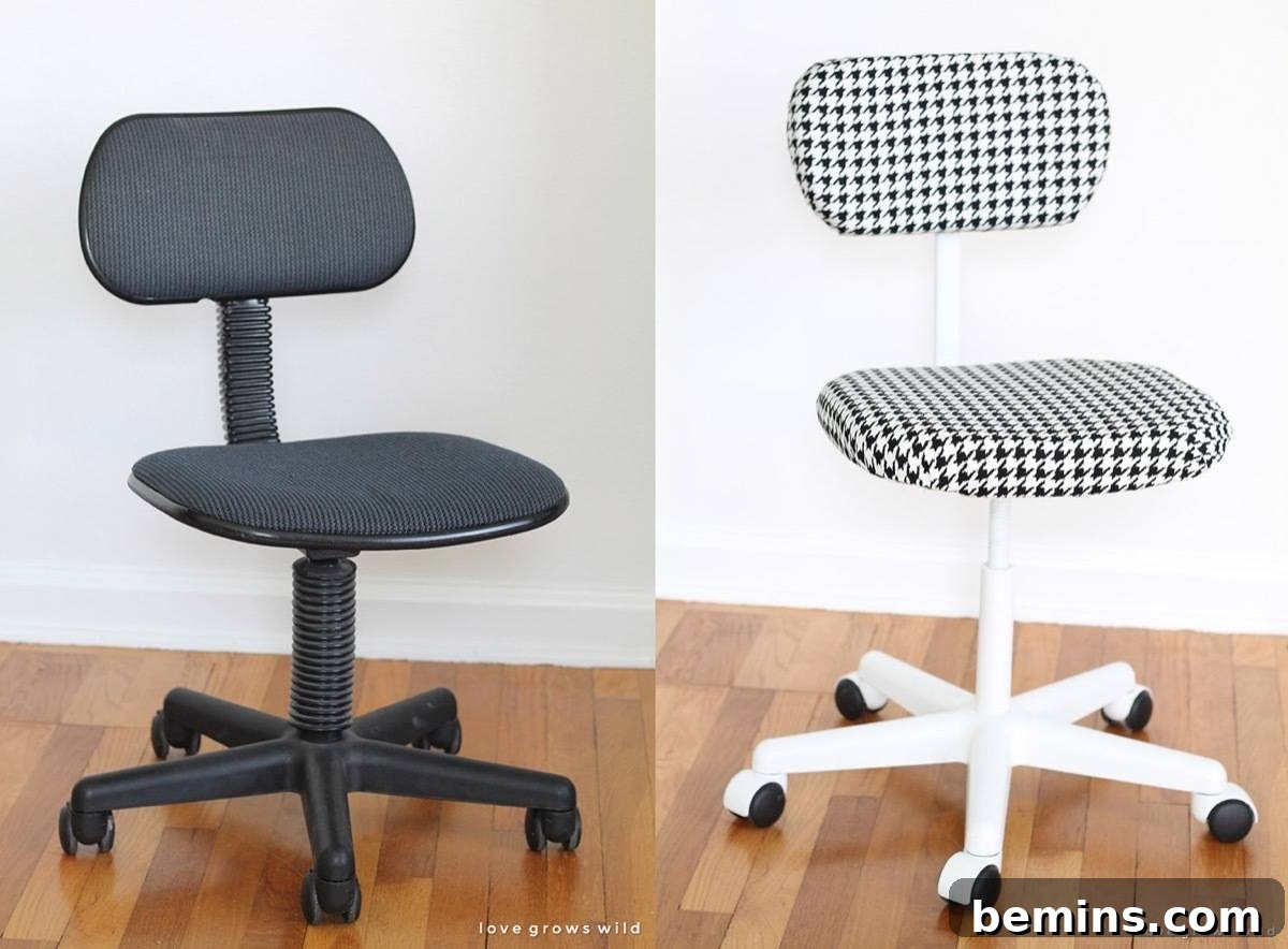 Furniture Transformation Ideas: 67 Stunning Before & After Projects 31 Office chair makeover