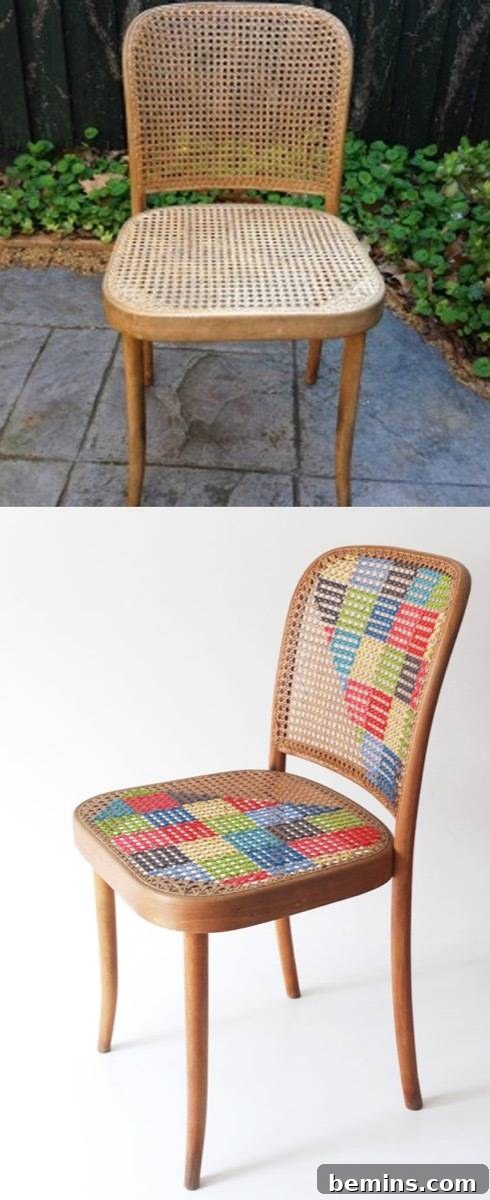 Furniture Transformation Ideas: 67 Stunning Before & After Projects 32 Cross-stitch chair