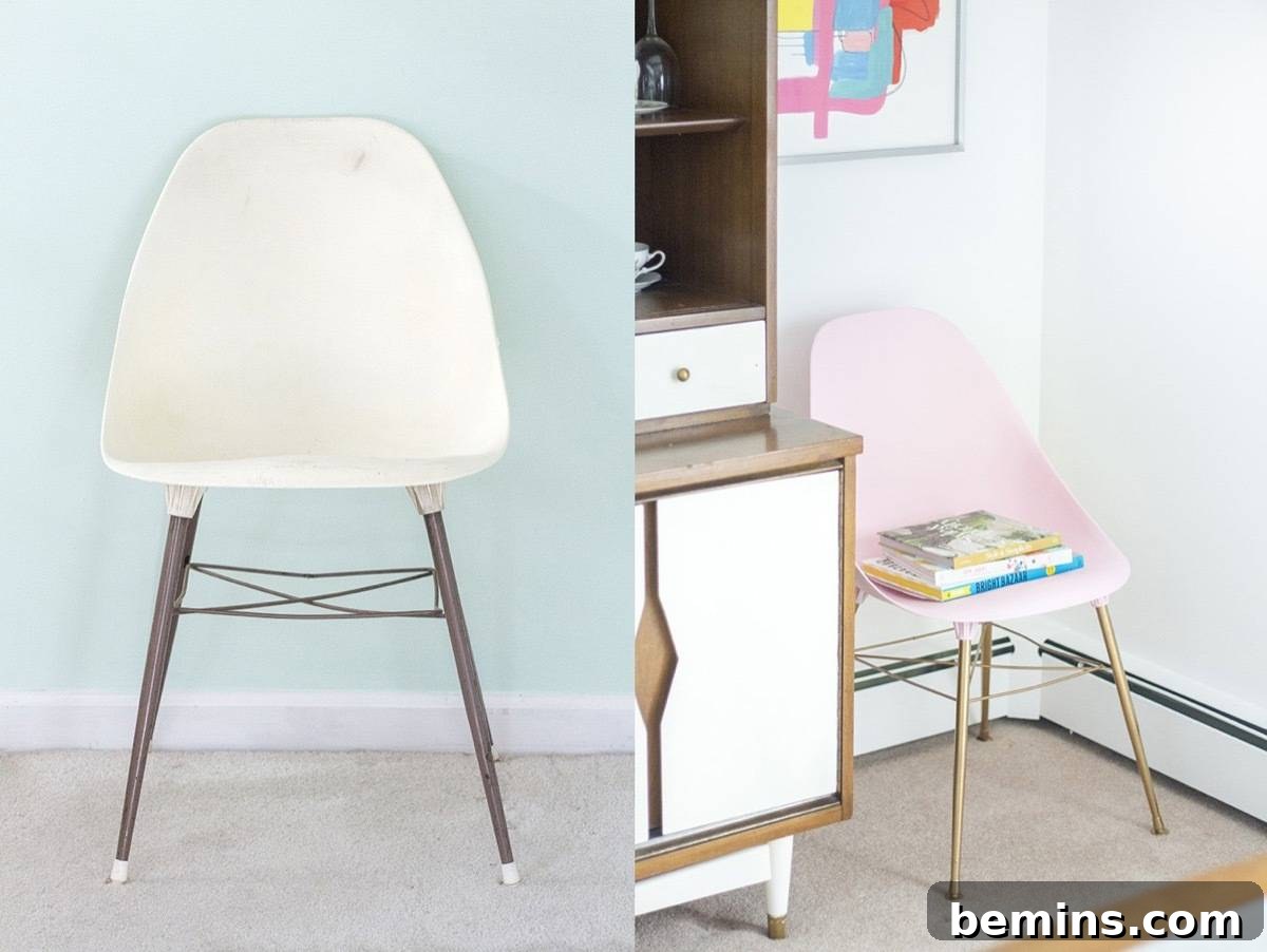 Furniture Transformation Ideas: 67 Stunning Before & After Projects 33 Blush pink mid-century side chair makeover