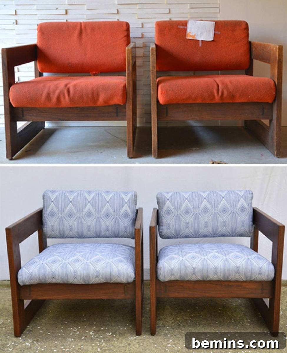 Furniture Transformation Ideas: 67 Stunning Before & After Projects 34 Chair with patterned upholstery fabric