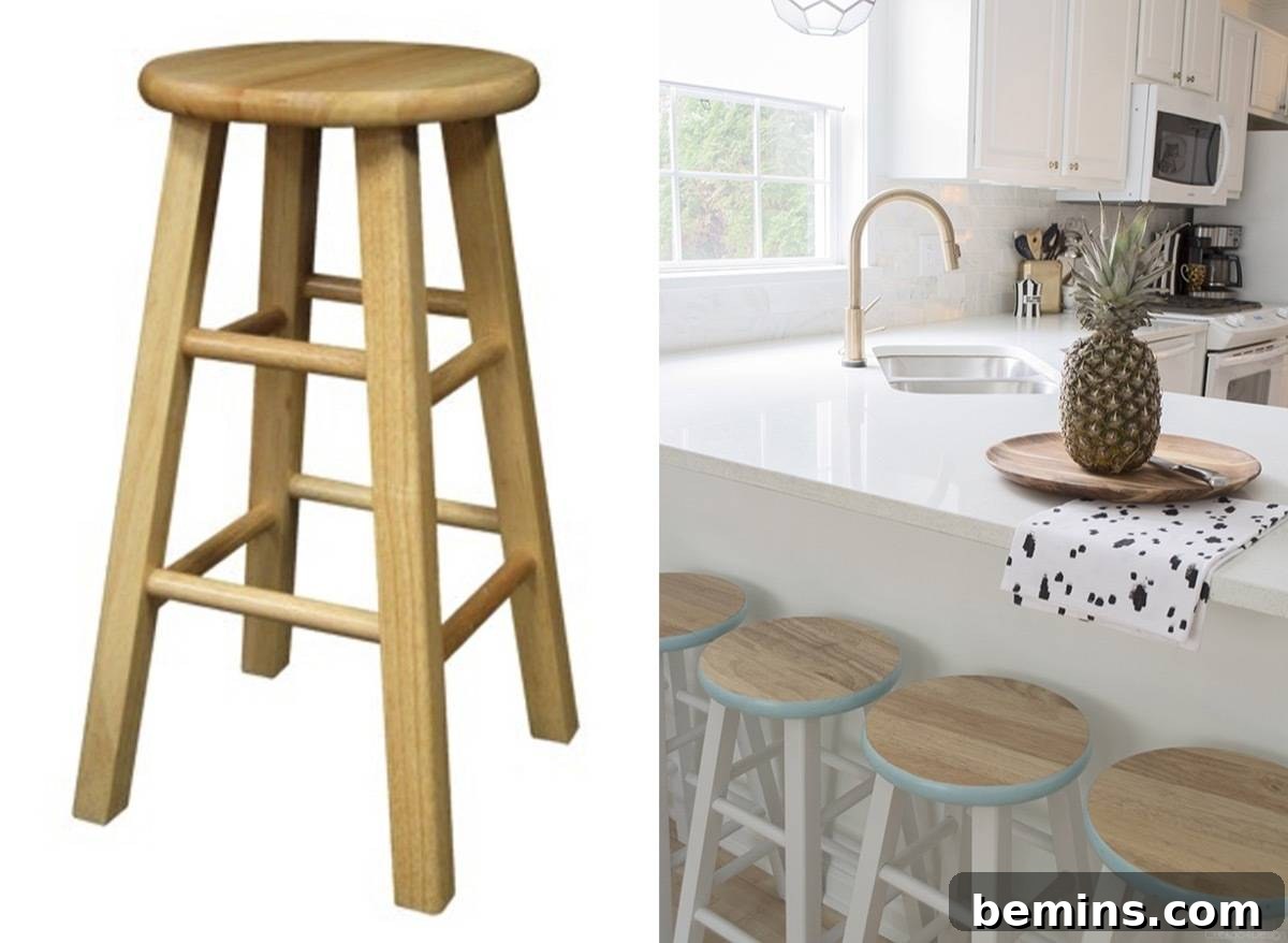 Furniture Transformation Ideas: 67 Stunning Before & After Projects 37 Bar stools with spray paint and tape makeover