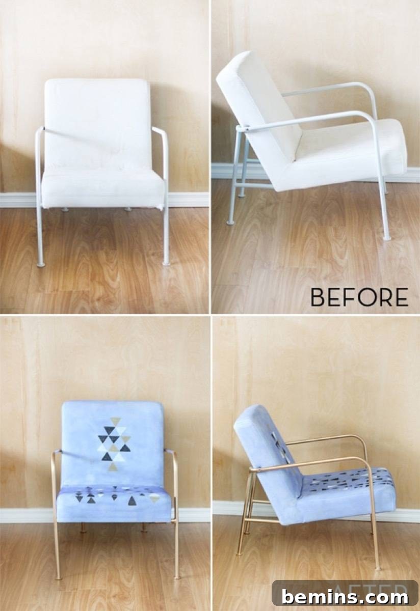 Furniture Transformation Ideas: 67 Stunning Before & After Projects 40 Neglected chair given a hand-painted pattern makeover