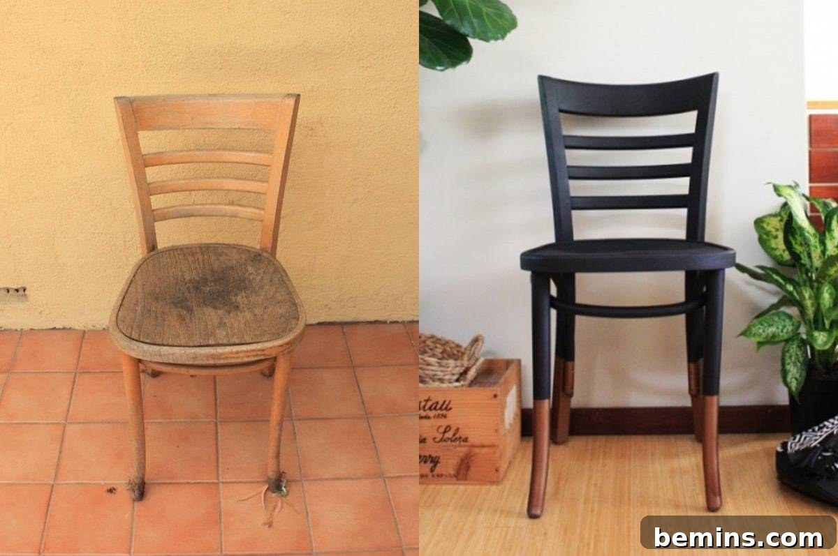 Furniture Transformation Ideas: 67 Stunning Before & After Projects 41 Solid wood chair made two-toned