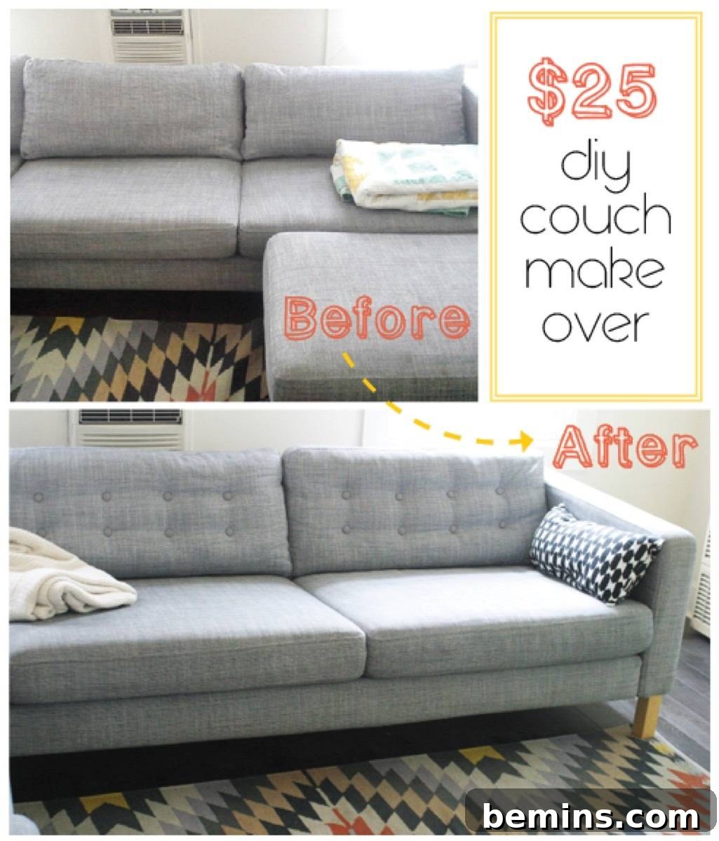 Furniture Transformation Ideas: 67 Stunning Before & After Projects 6 Cushion update with buttons
