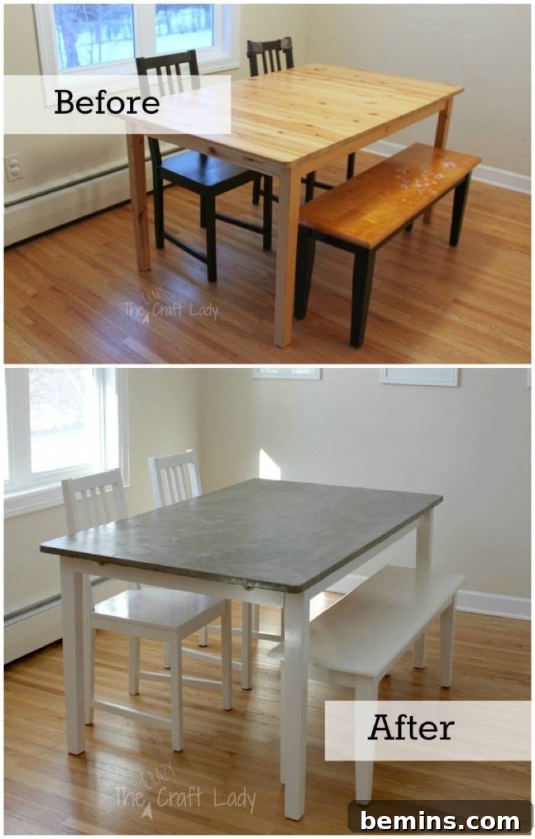Furniture Transformation Ideas: 67 Stunning Before & After Projects 8 Concrete dining table top makeover