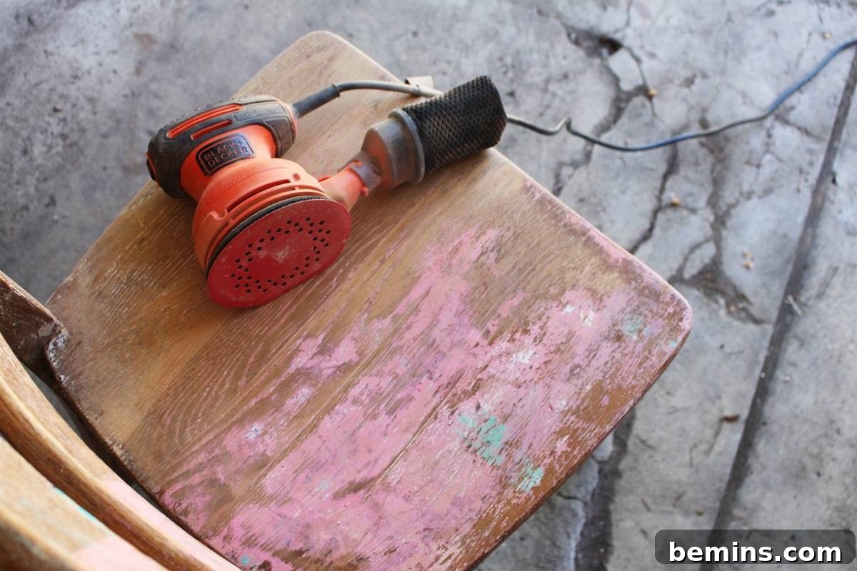 Sanding wood furniture after paint stripping