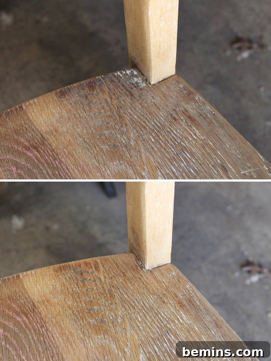 Before and after sanding with a Dremel