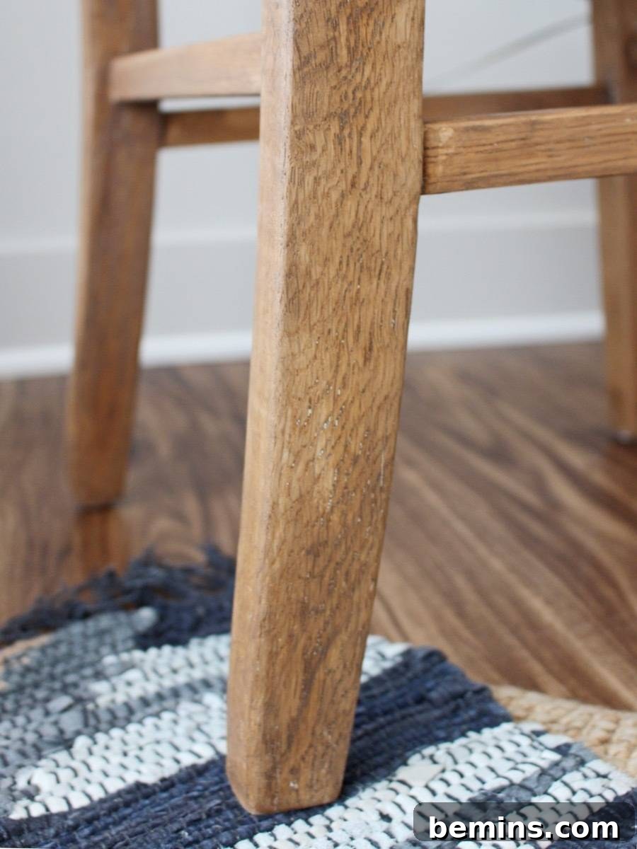 The completed refinished wood chair