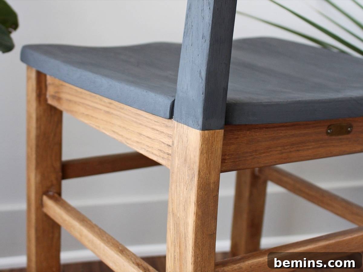 Side view of the restored chair