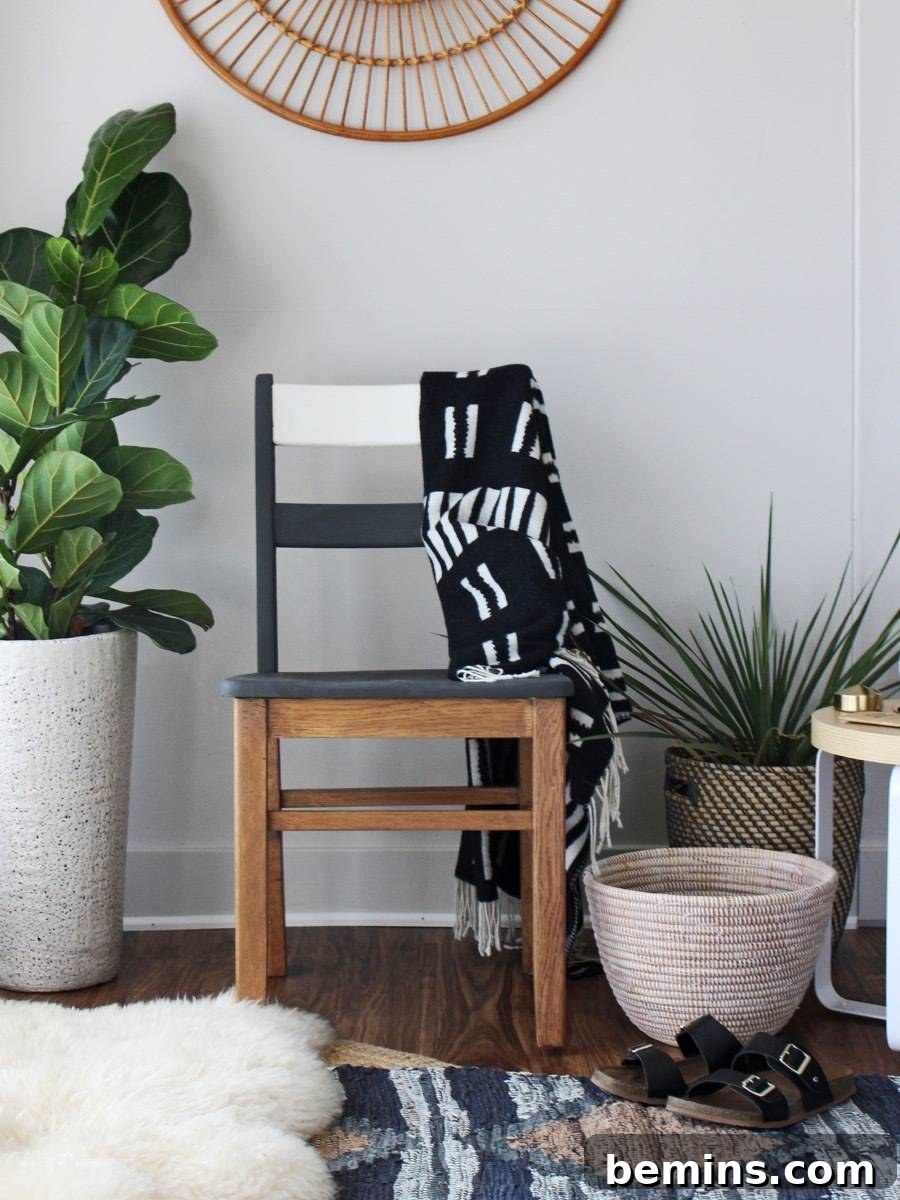 The refinished chair in a room setting