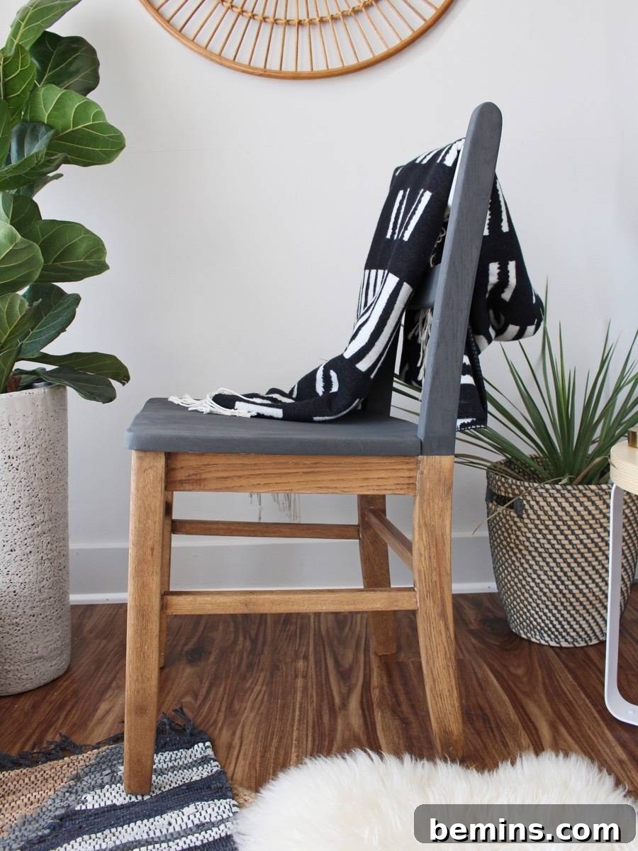 The restored chair adding character to a space