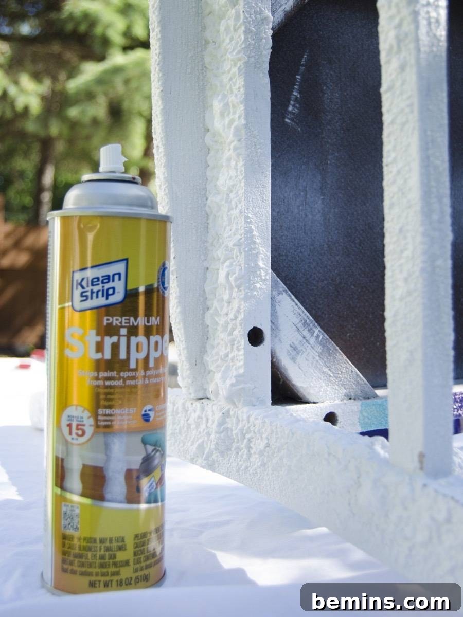 Paint stripper working on layers of paint