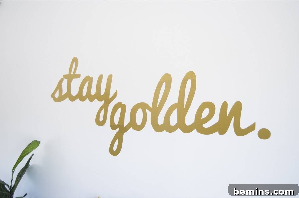 DIY vinyl wall decal in a living room setting