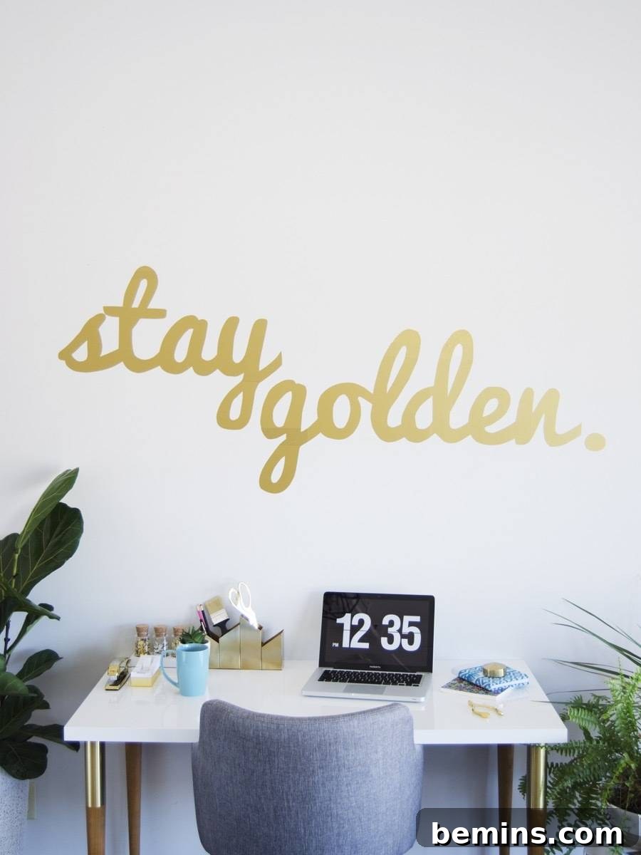 Finished DIY vinyl wall decal - Stay Golden