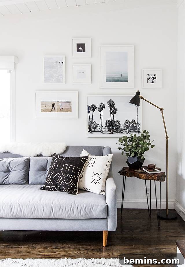 Gallery Wall with All White Frames