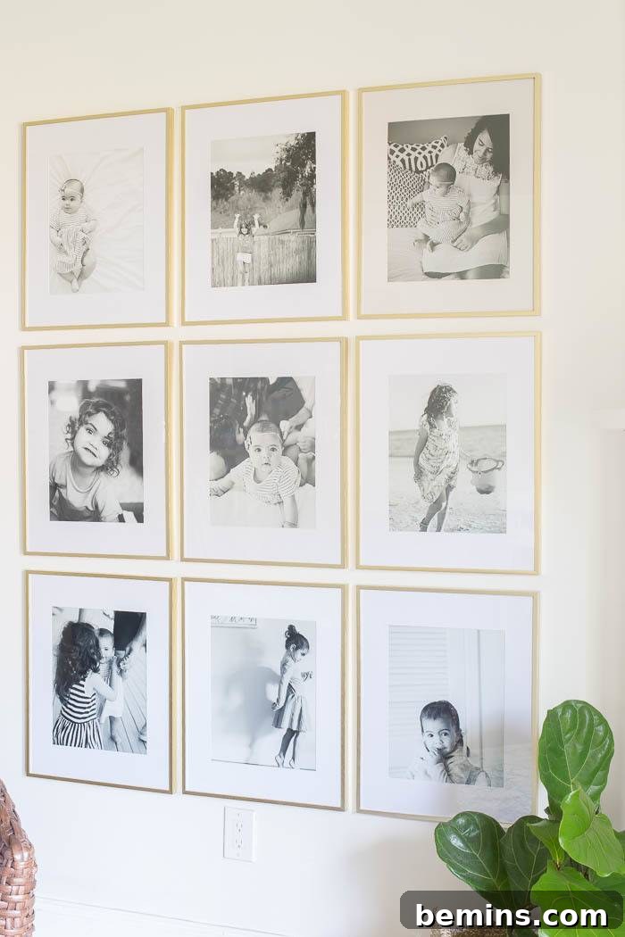 Grid-Style Gallery Wall with Gold Frames