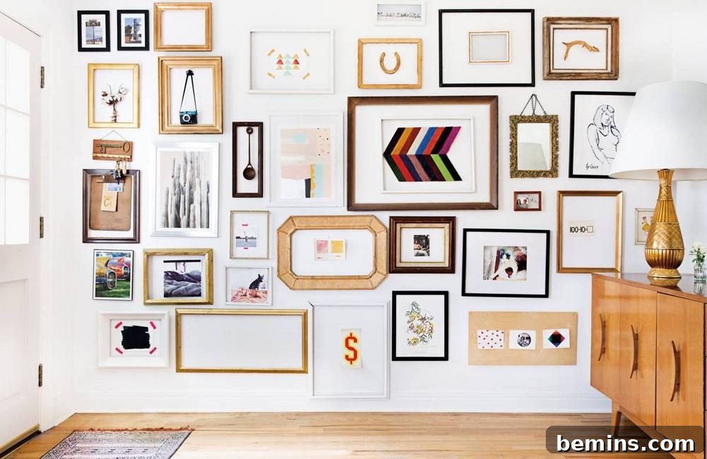 Eclectic Gallery Wall with Different Frames