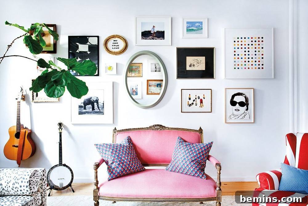 Gallery Wall with Central Mirror