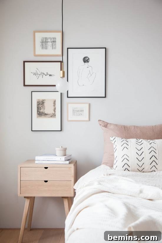 Simple Gallery Wall Above Nightstand