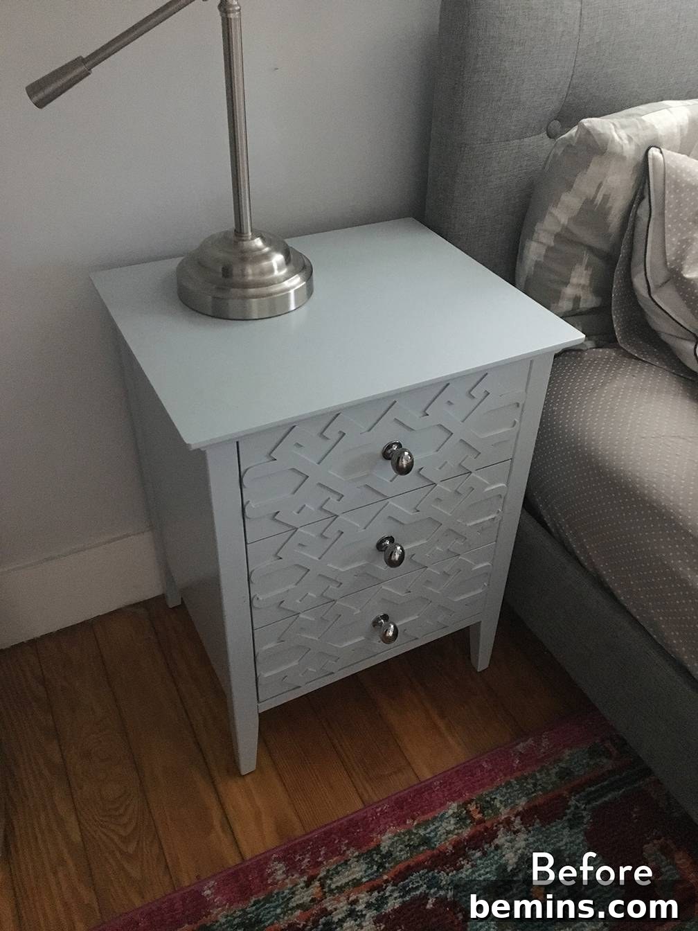 Close up of the white chalk paint finish