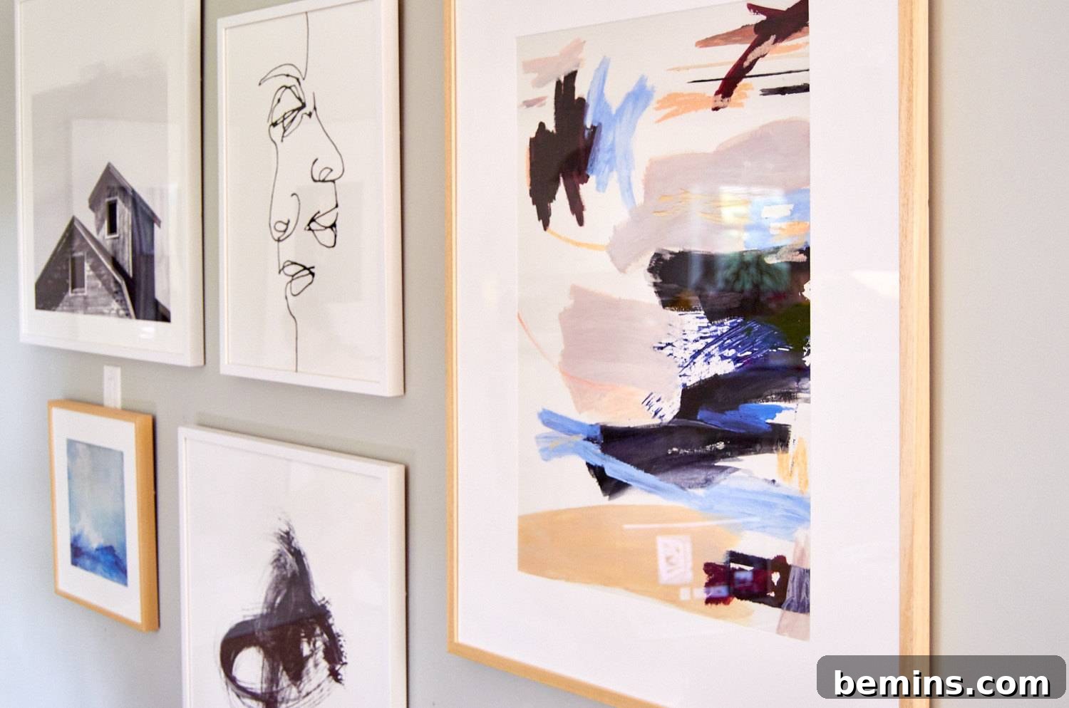 Contemporary Art Gallery Wall in Dining Room