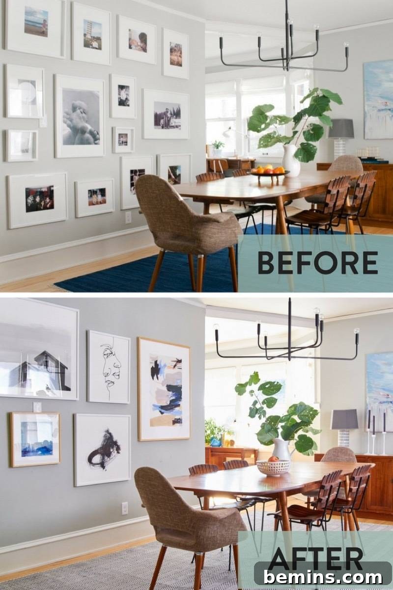 Minted Fresh: Curbly House Dining Room Transformation 23 Curbly dining room gallery wall makeover - before and after - wall art