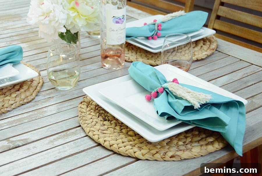 DIY Boho Chic Tassel Napkin Rings - Finished Product