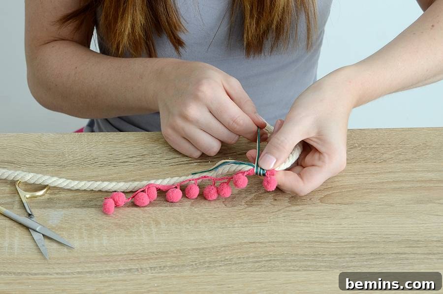 DIY Boho Chic Tassel Napkin Rings - Securing the Floss