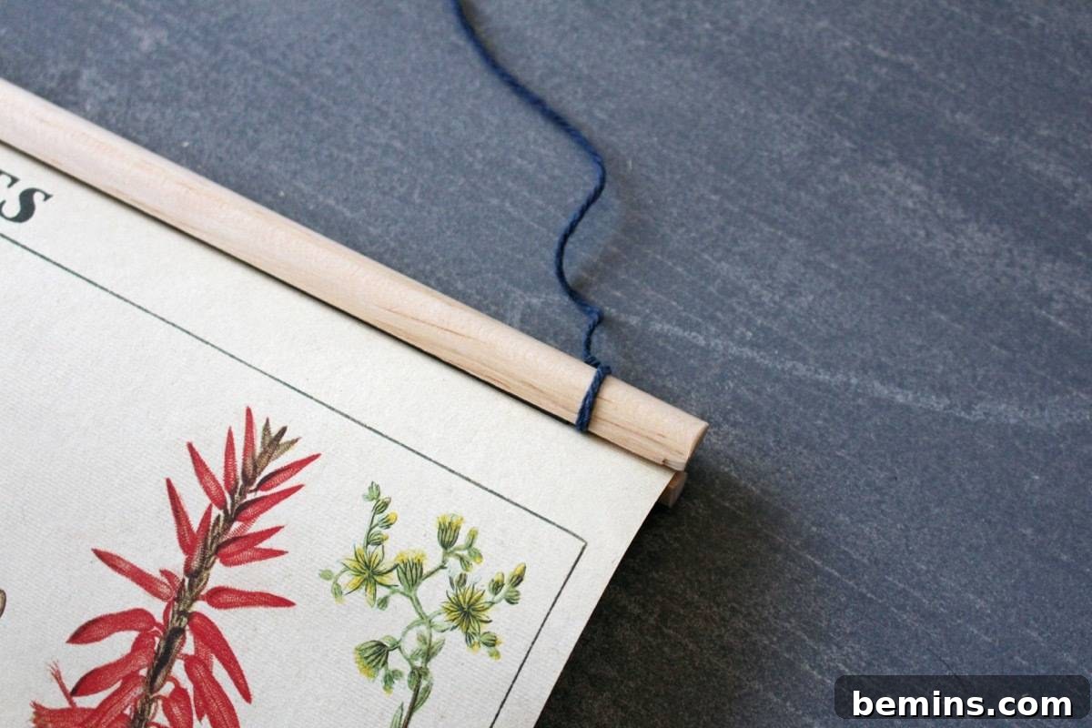 Assembling the vintage poster frame with magnets and string