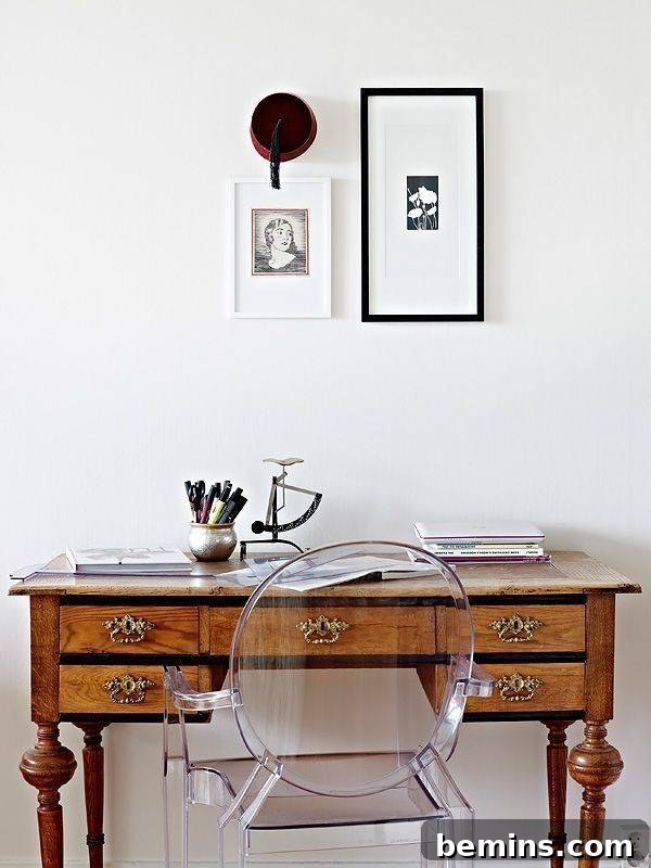 Vintage Desk with Modern Office Chair