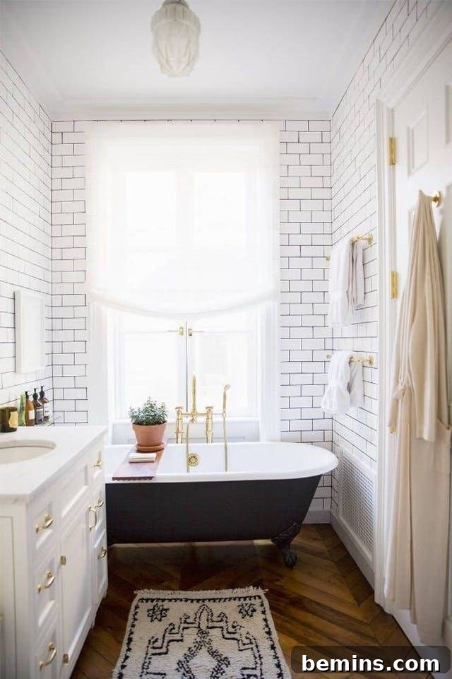 Vintage Tub in Contemporary Bathroom