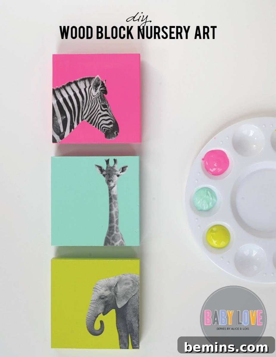 75 DIY Decor Projects to Delight Your Kids 13 Animal Block Art