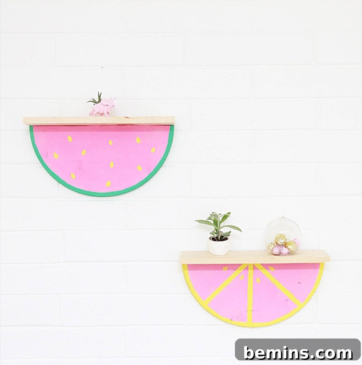 75 DIY Decor Projects to Delight Your Kids 14 Fruit Slice Shelving