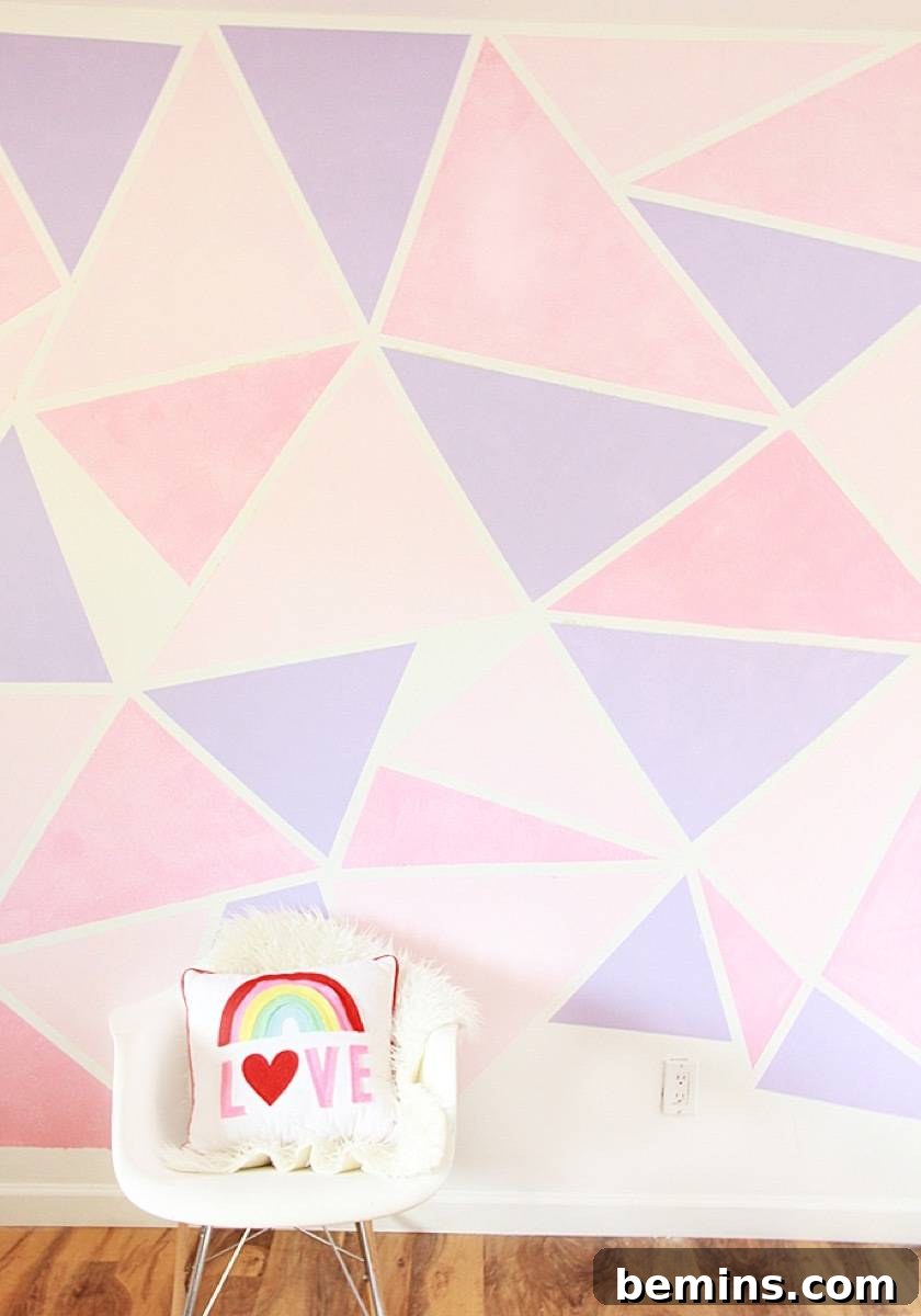 75 DIY Decor Projects to Delight Your Kids 15 Geometric Mural