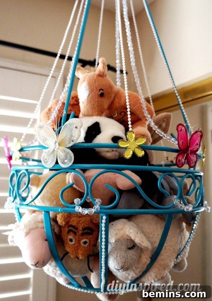 75 DIY Decor Projects to Delight Your Kids 22 Stuffed Animal Chandelier