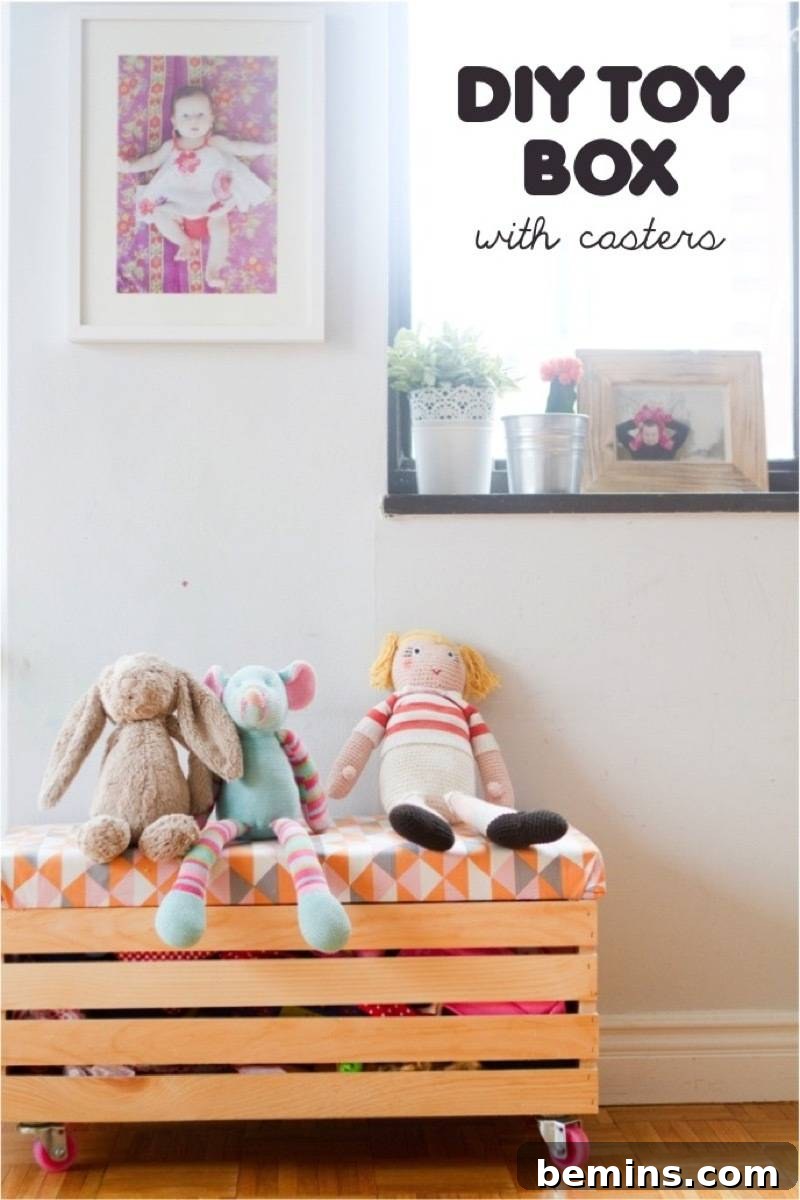75 DIY Decor Projects to Delight Your Kids 24 Rolling Toy Box