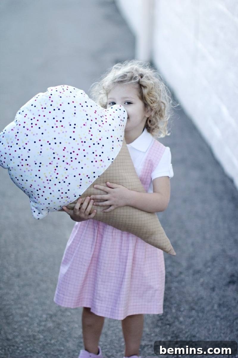75 DIY Decor Projects to Delight Your Kids 39 Ice Cream Cone Pillow