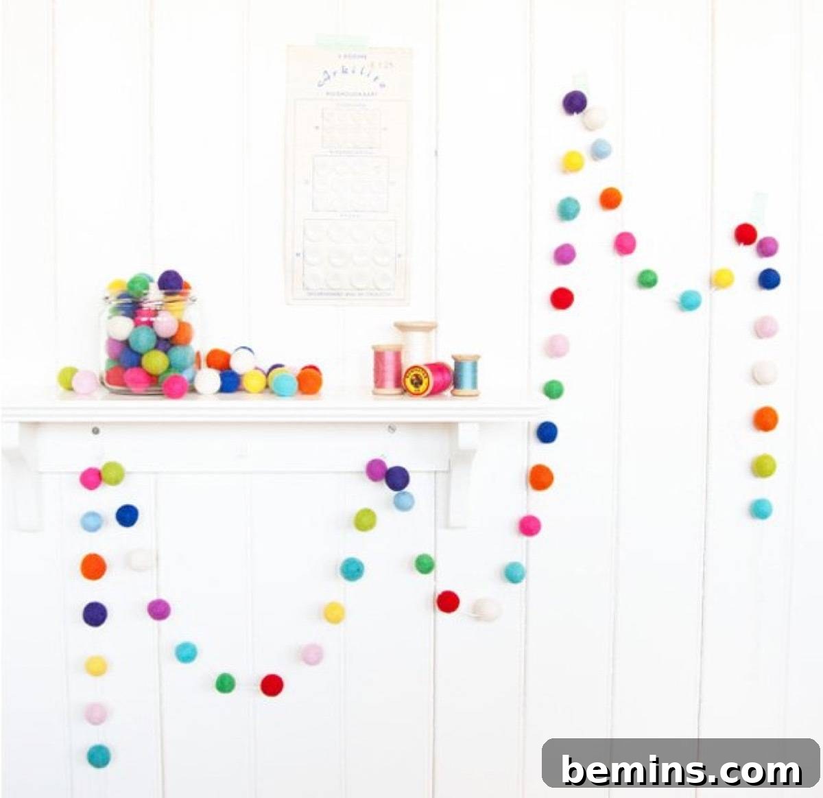75 DIY Decor Projects to Delight Your Kids 57 felt ball garland