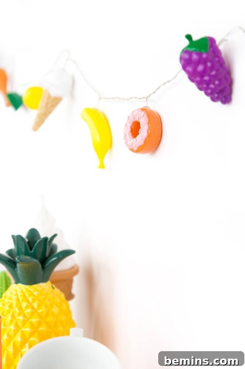 75 DIY Decor Projects to Delight Your Kids 59 plastic food string lights