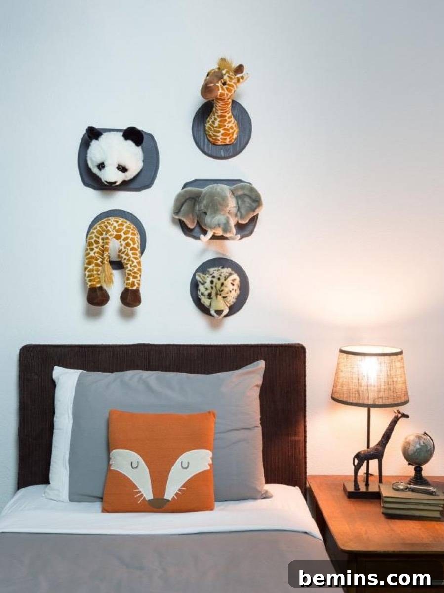 75 DIY Decor Projects to Delight Your Kids 8 Mounted Stuffed Animal Heads