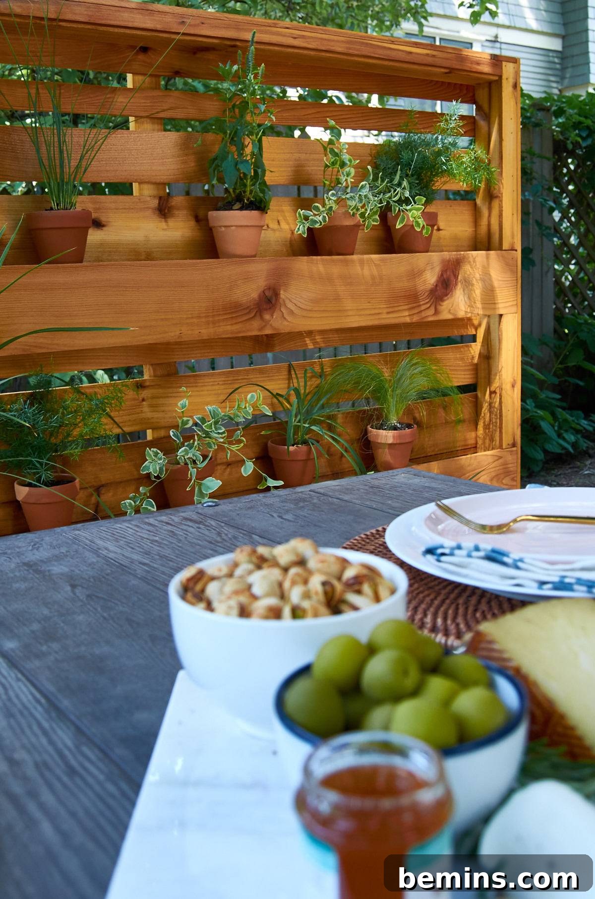 Table near a shelf of plants
