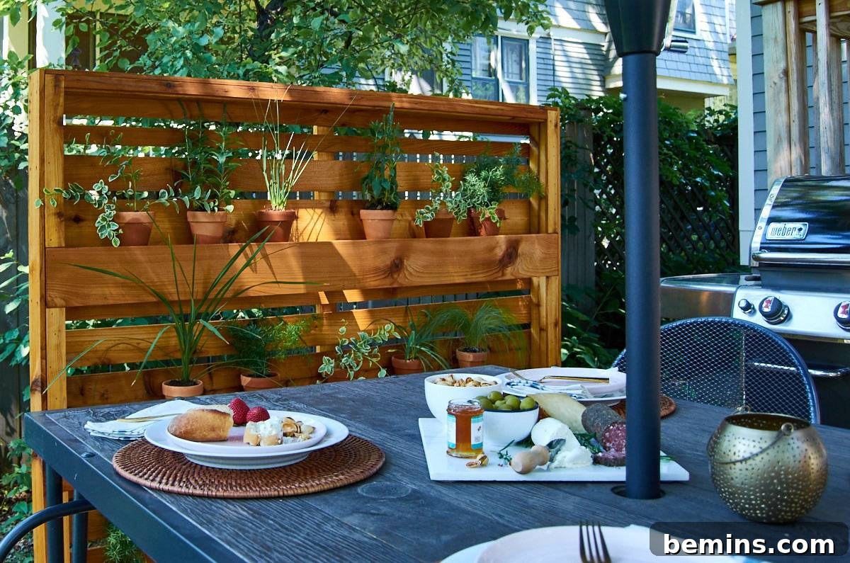 Dinning table with potted plants