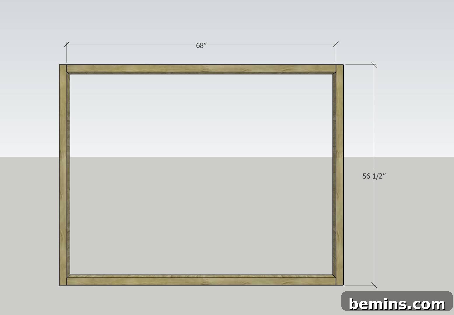 Wooden frame with dimensions