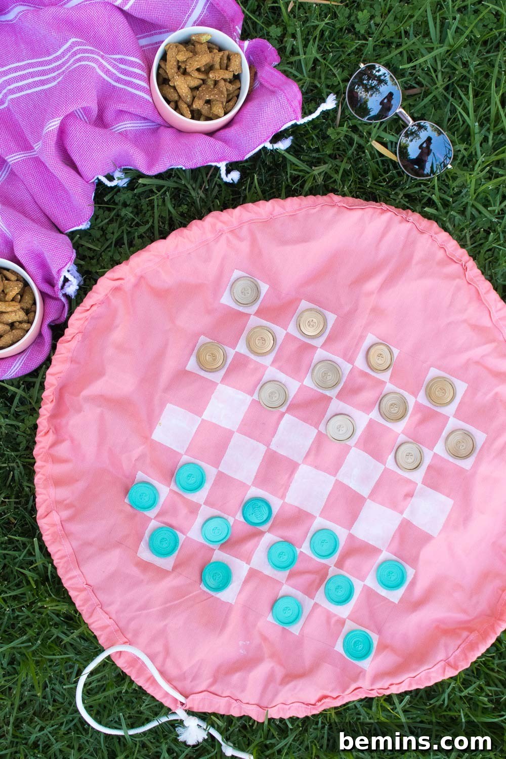 DIY Travel Checkers Board in a Bag