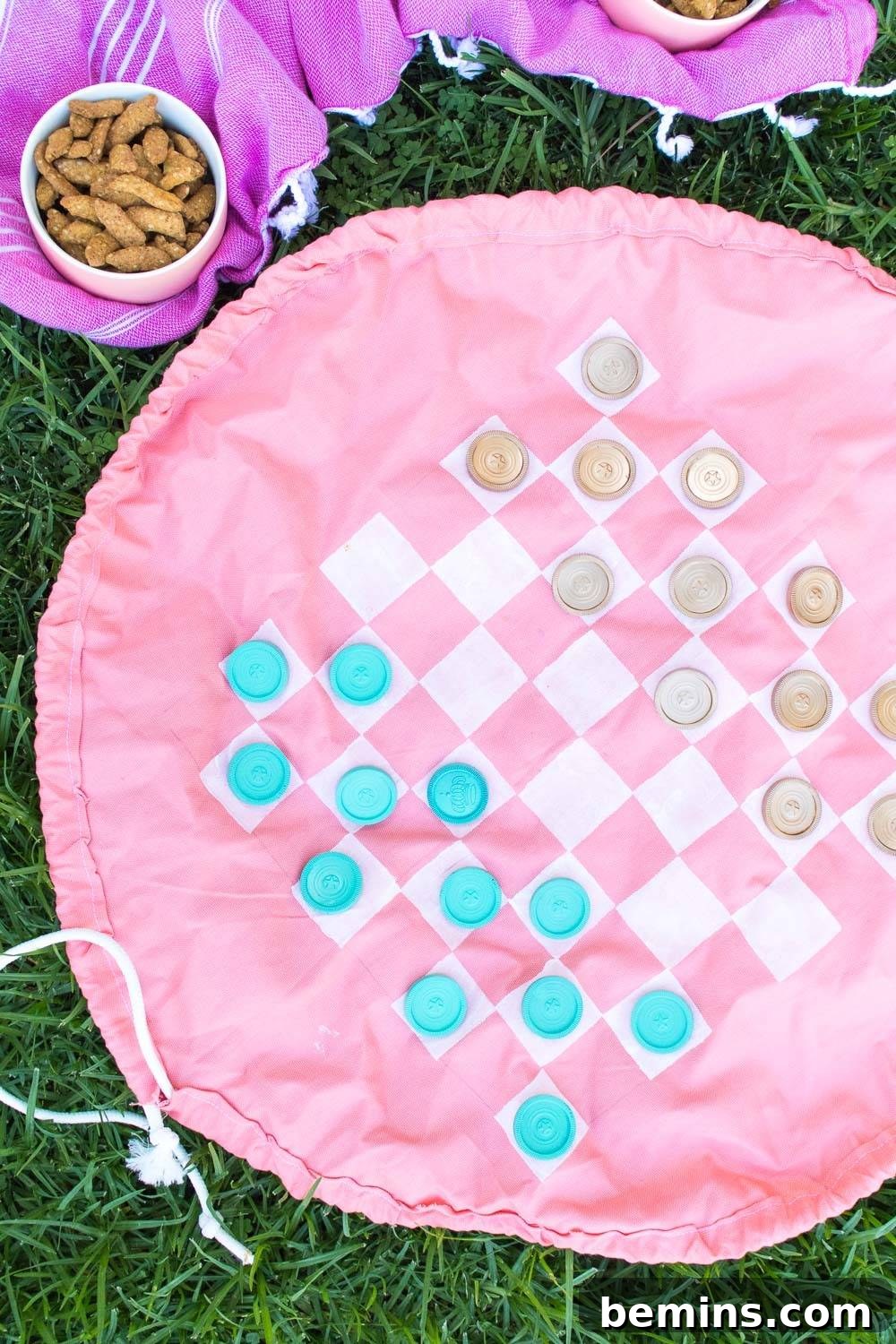 DIY Travel Checkers Board in a Bag