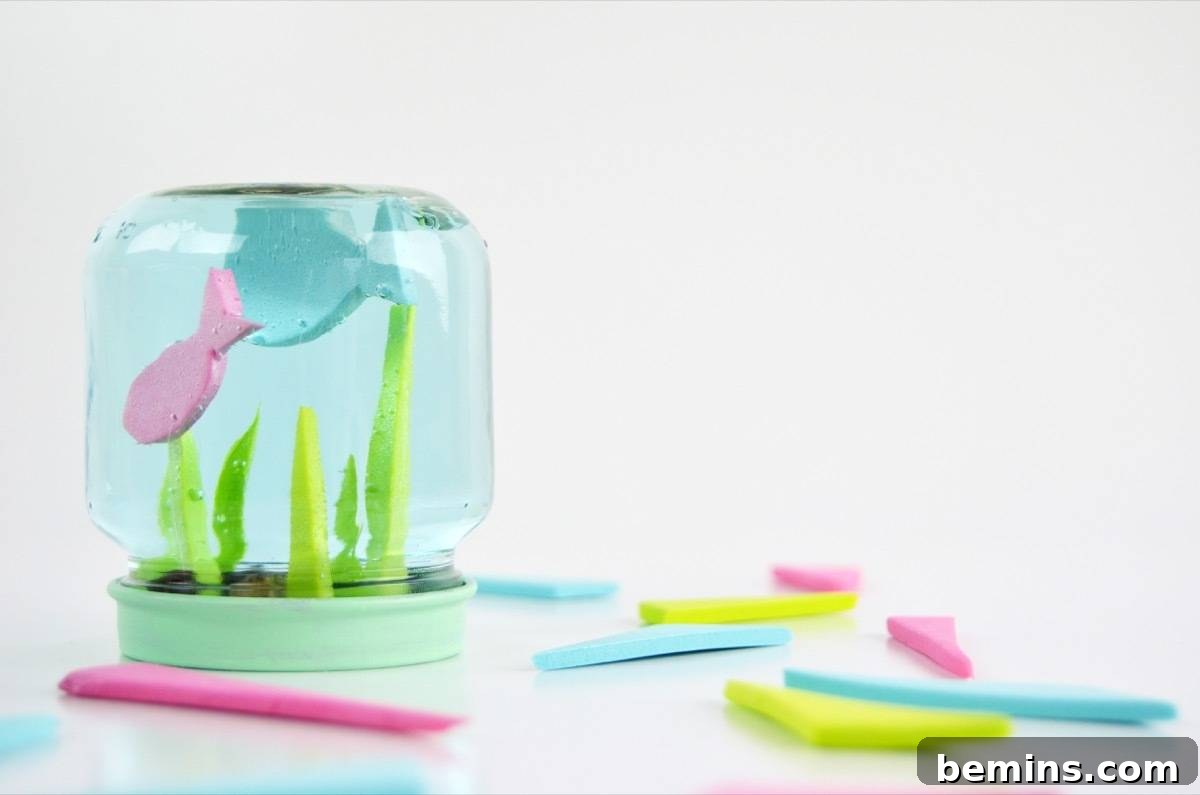 Learn how to make these adorable mini tanks for foam fishies with kids!