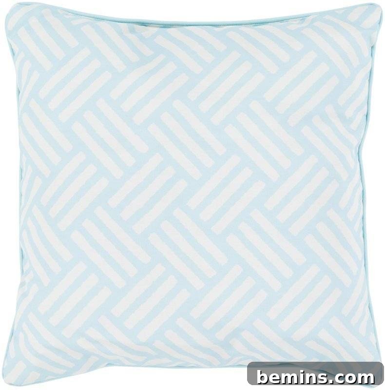 Pale blue outdoor pillow