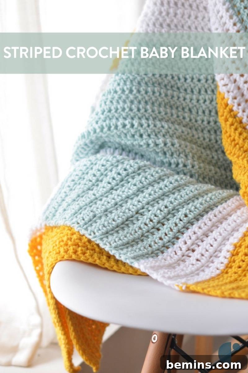 Finished gender-neutral crochet baby blanket