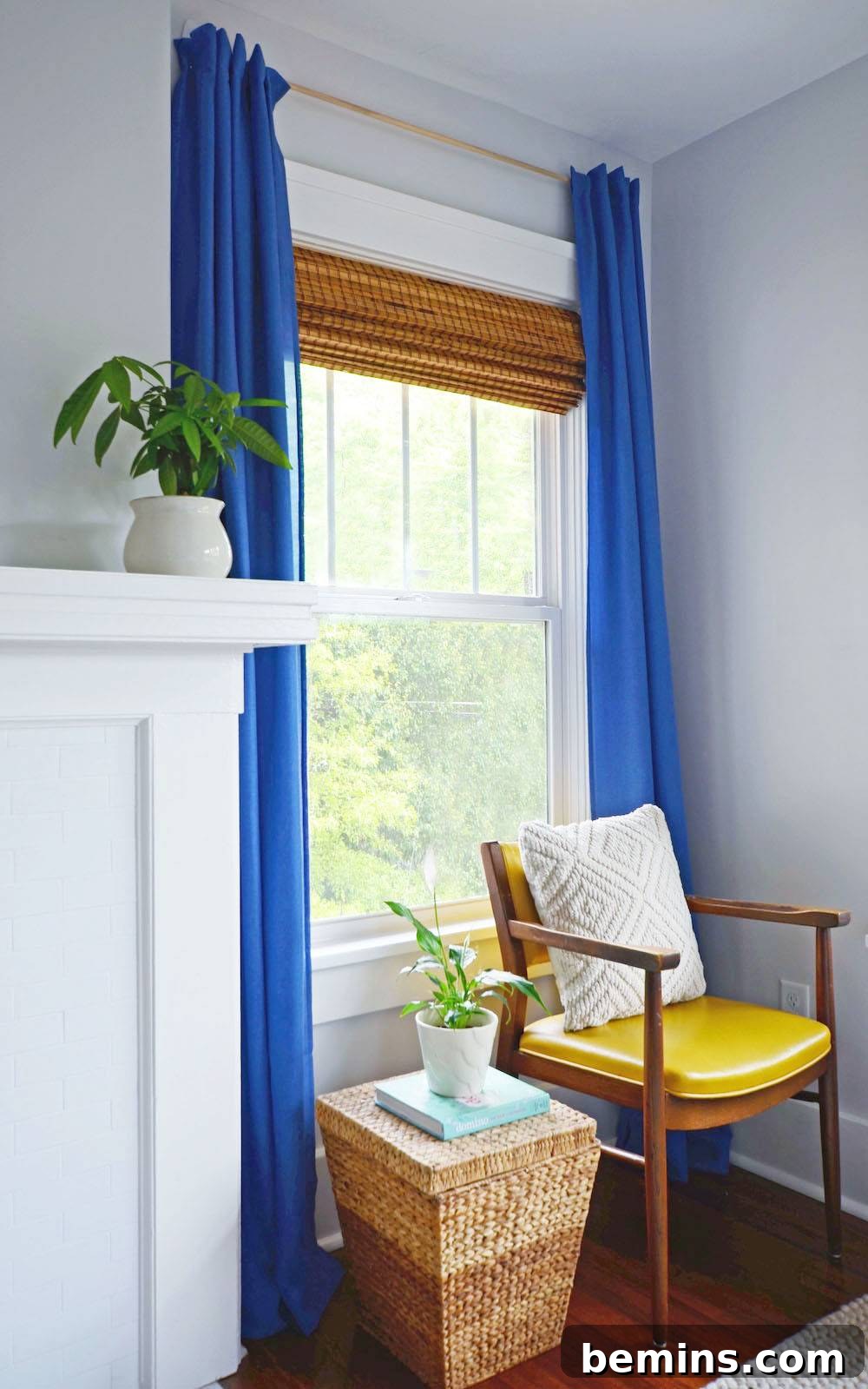 Removing dated window treatments to brighten a room