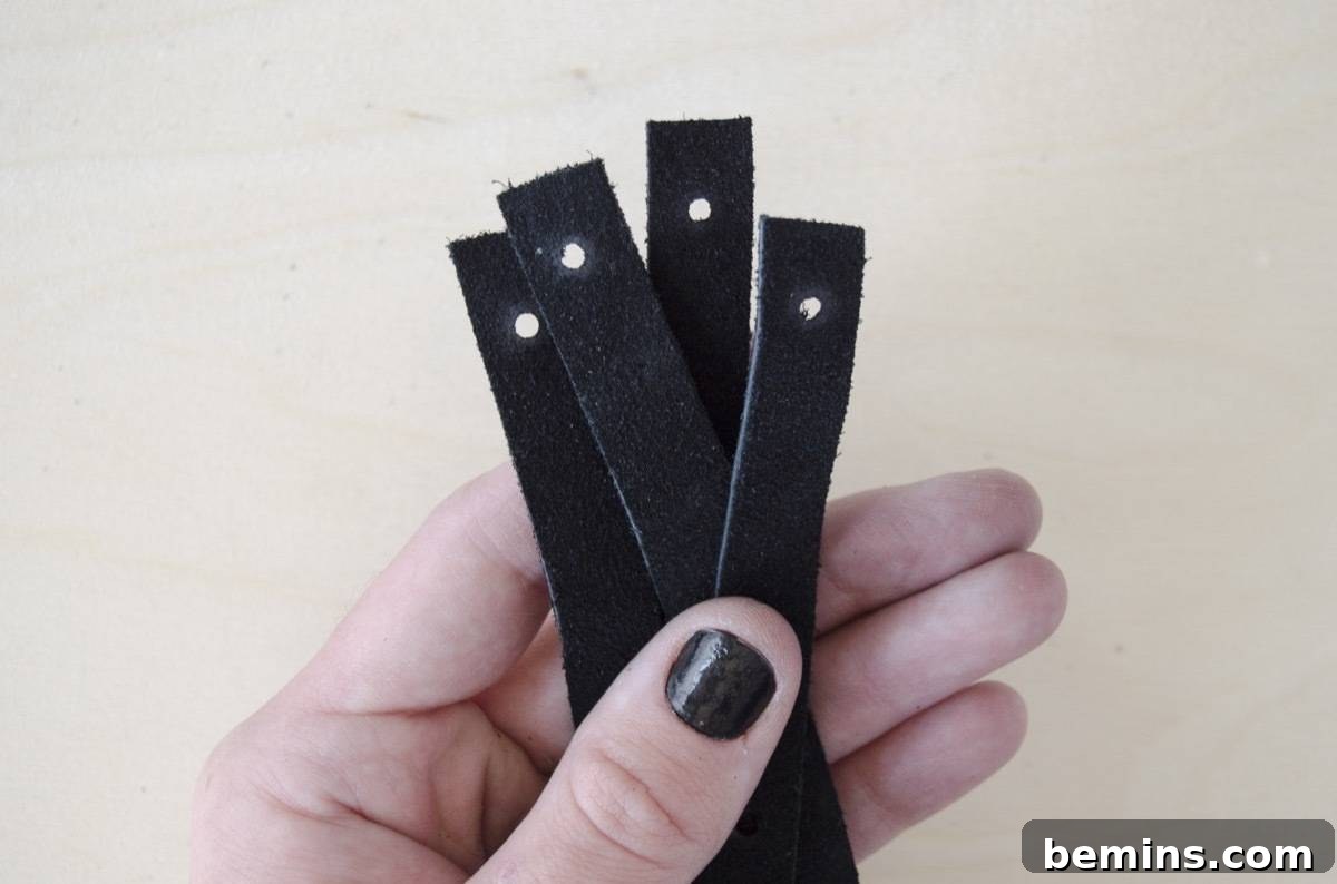 DIY Picnic Backpack - Step 3d: Repeating the process for all marks